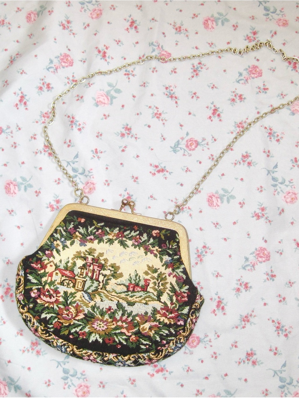 Vintage Tapestry Crossbody Bag in Multi-Color